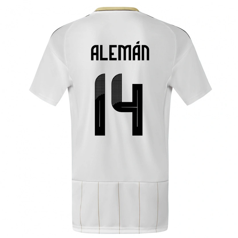 Danxen Børn Costa Rica Jeremy Alemán #14 Hvid Udebane Spillertrøjer 24-26 Trøje T-Shirt