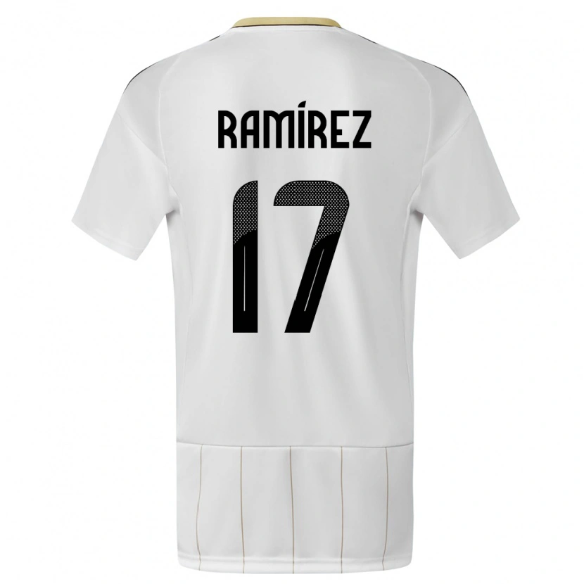 Danxen Børn Costa Rica Dylan Ramírez #17 Hvid Udebane Spillertrøjer 24-26 Trøje T-Shirt