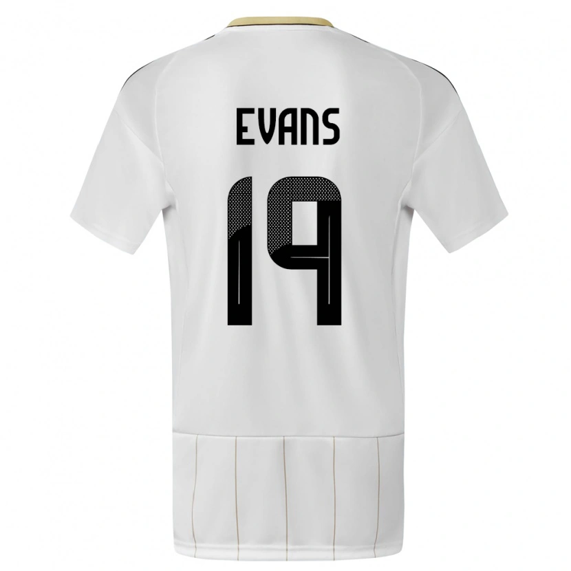 Danxen Børn Costa Rica Jordy Evans #19 Hvid Udebane Spillertrøjer 24-26 Trøje T-Shirt