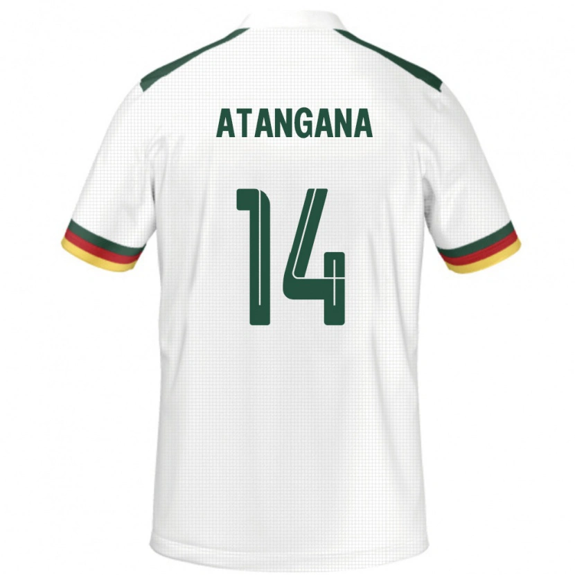 Danxen Børn Cameroun Joseph Atangana #14 Hvid Udebane Spillertrøjer 24-26 Trøje T-Shirt