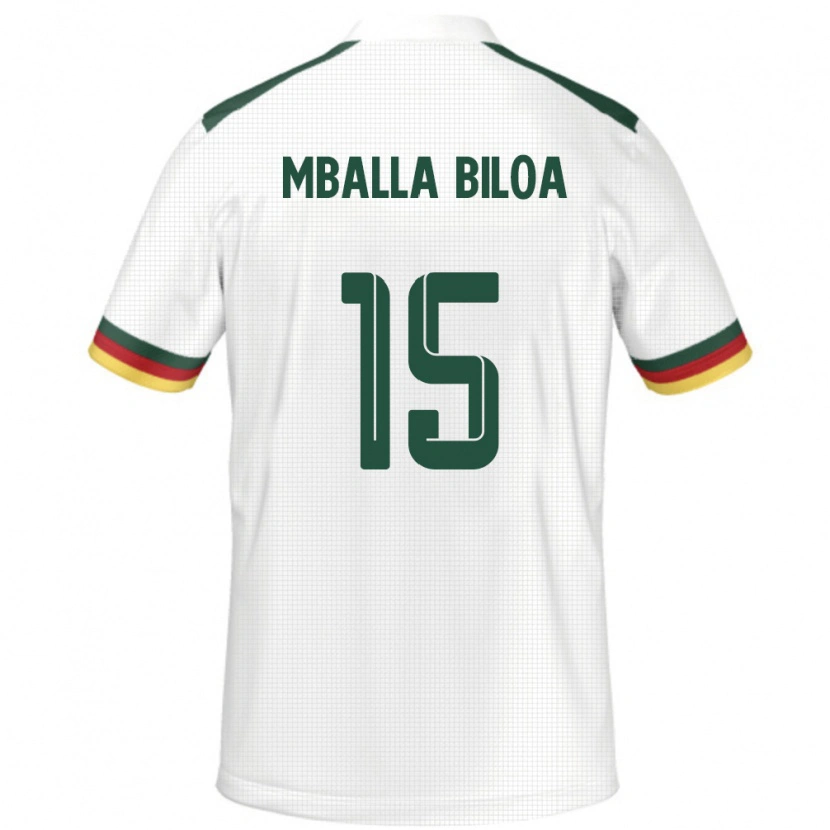 Danxen Børn Cameroun Jules Victor Mballa Biloa #15 Hvid Udebane Spillertrøjer 24-26 Trøje T-Shirt