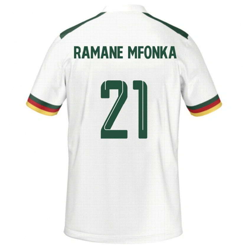 Danxen Børn Cameroun Abdel Ramane Mfonka #21 Hvid Udebane Spillertrøjer 24-26 Trøje T-Shirt