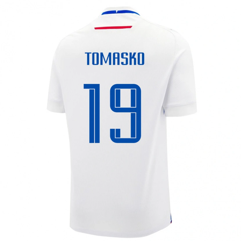 Danxen Børn Slovakiet Matus Tomasko #19 Hvid Udebane Spillertrøjer 24-26 Trøje T-Shirt
