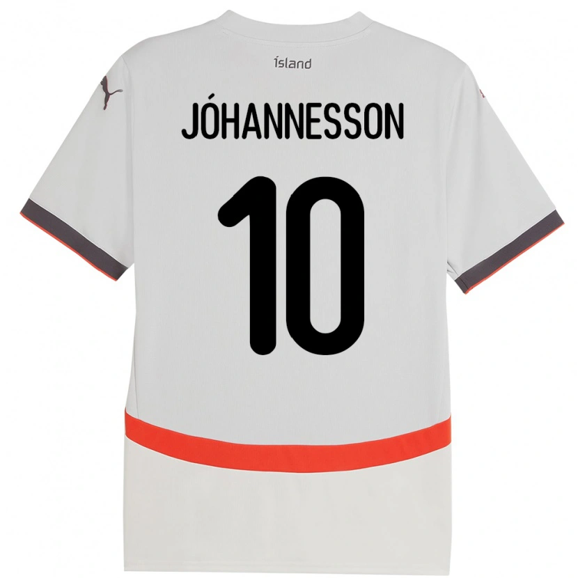 Danxen Børn Island Ísak Jóhannesson #10 Hvid Udebane Spillertrøjer 24-26 Trøje T-Shirt