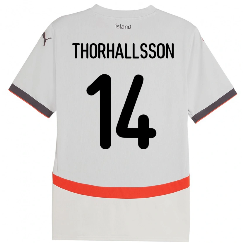Danxen Børn Island Dagur Dan Thórhallsson #14 Hvid Udebane Spillertrøjer 24-26 Trøje T-Shirt