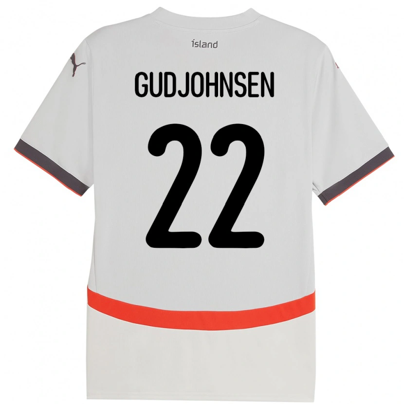 Danxen Børn Island Andri Gudjohnsen #22 Hvid Udebane Spillertrøjer 24-26 Trøje T-Shirt
