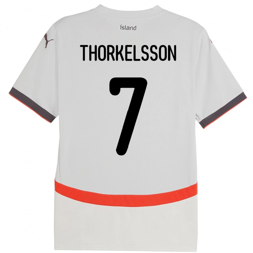 Danxen Børn Island Róbert Frosti Thorkelsson #7 Hvid Udebane Spillertrøjer 24-26 Trøje T-Shirt
