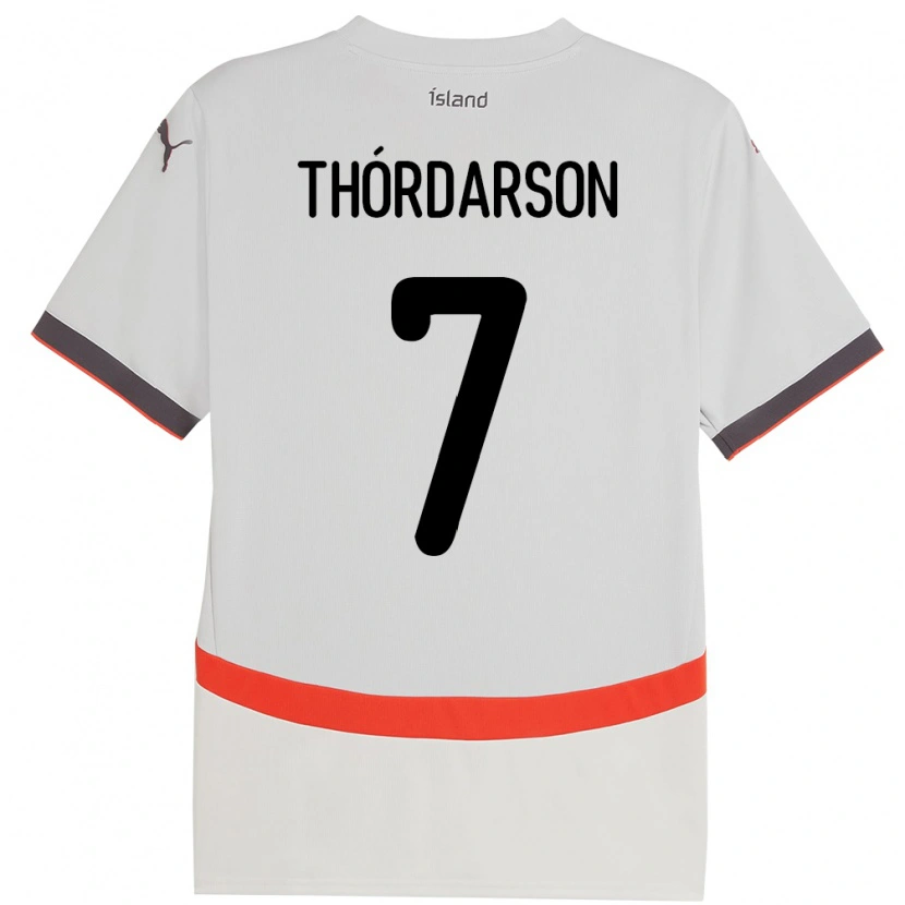 Danxen Børn Island Stígur Thórdarson #7 Hvid Udebane Spillertrøjer 24-26 Trøje T-Shirt