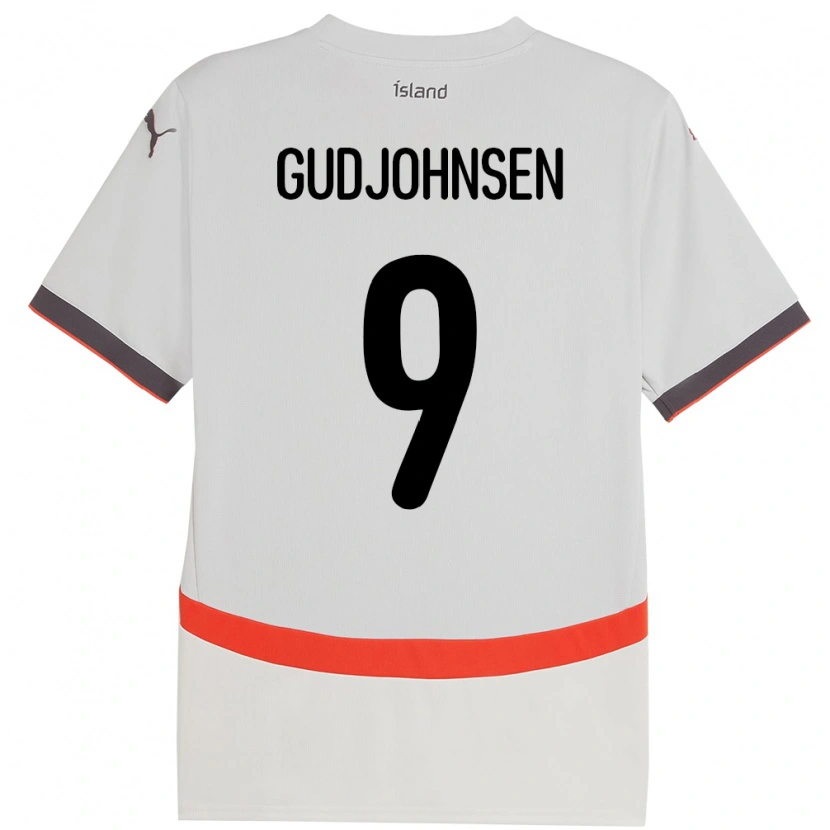 Danxen Børn Island Daníel Gudjohnsen #9 Hvid Udebane Spillertrøjer 24-26 Trøje T-Shirt