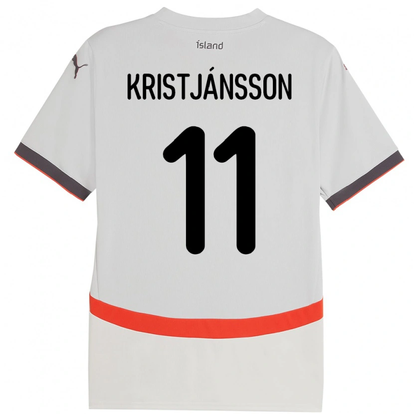Danxen Børn Island Tómas Óli Kristjánsson #11 Hvid Udebane Spillertrøjer 24-26 Trøje T-Shirt