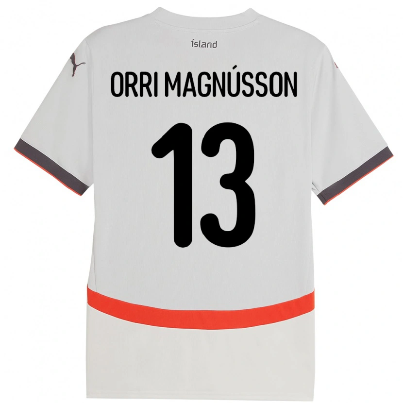 Danxen Børn Island Ásgeir Orri Magnússon #13 Hvid Udebane Spillertrøjer 24-26 Trøje T-Shirt