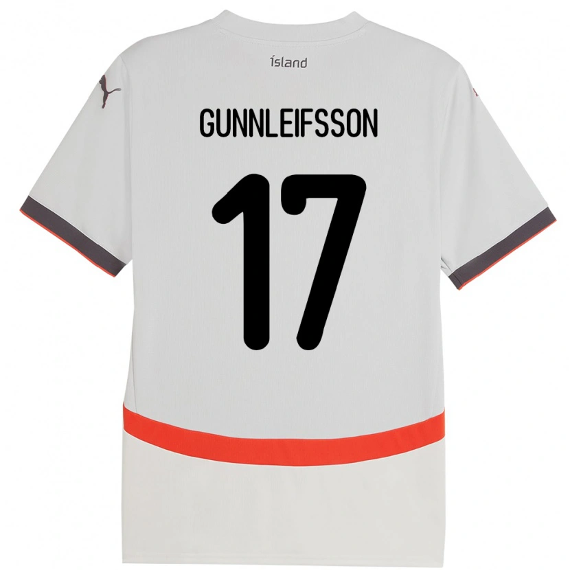Danxen Børn Island Gunnleifur Orri Gunnleifsson #17 Hvid Udebane Spillertrøjer 24-26 Trøje T-Shirt
