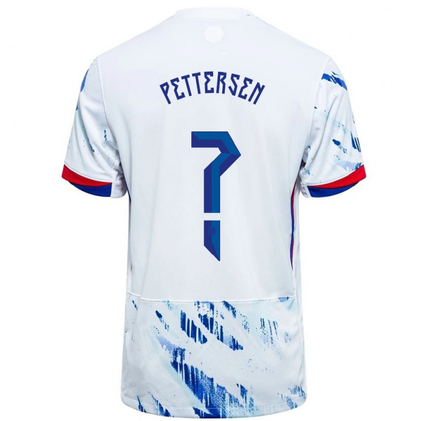 Danxen Børn Norge Guro Pettersen #0 Hvid Blå Udebane Spillertrøjer 24-26 Trøje T-Shirt