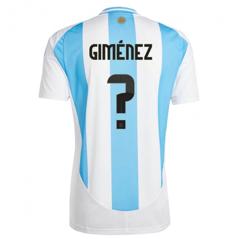 Danxen Mænd Argentina Juan Giménez #0 Hvid Blå Hjemmebane Spillertrøjer 24-26 Trøje T-Shirt