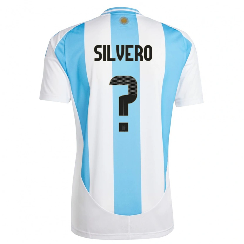 Danxen Mænd Argentina Thiago Silvero #0 Hvid Blå Hjemmebane Spillertrøjer 24-26 Trøje T-Shirt