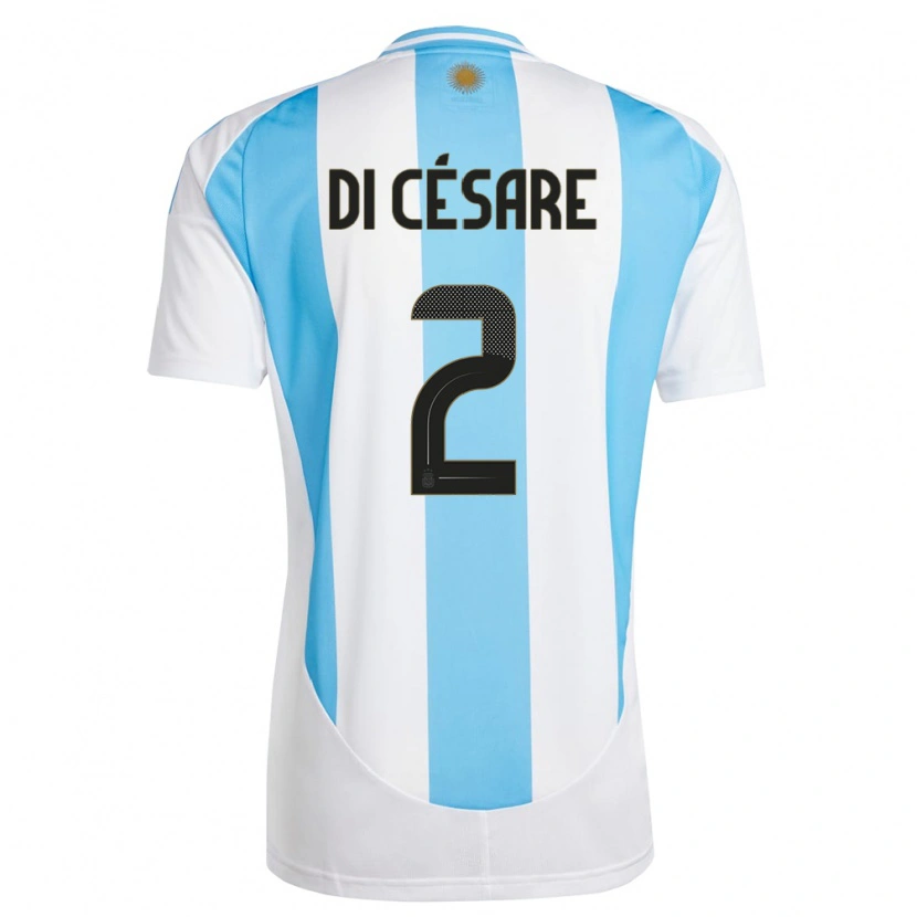Danxen Mænd Argentina Marco Di Césare #2 Hvid Blå Hjemmebane Spillertrøjer 24-26 Trøje T-Shirt