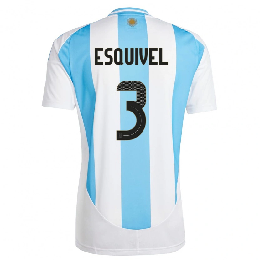 Danxen Mænd Argentina Lucas Esquivel #3 Hvid Blå Hjemmebane Spillertrøjer 24-26 Trøje T-Shirt