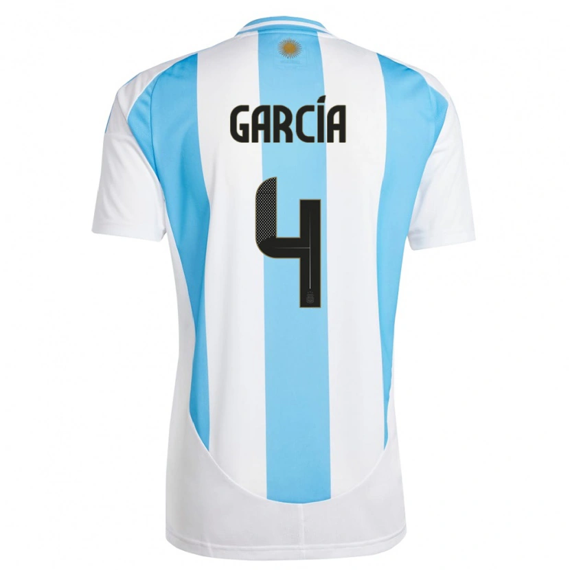 Danxen Mænd Argentina Joaquín García #4 Hvid Blå Hjemmebane Spillertrøjer 24-26 Trøje T-Shirt