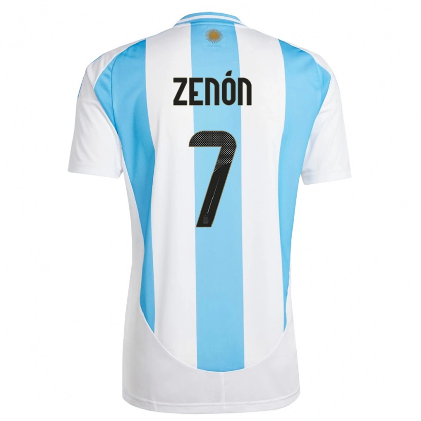 Danxen Mænd Argentina Kevin Zenón #7 Hvid Blå Hjemmebane Spillertrøjer 24-26 Trøje T-Shirt