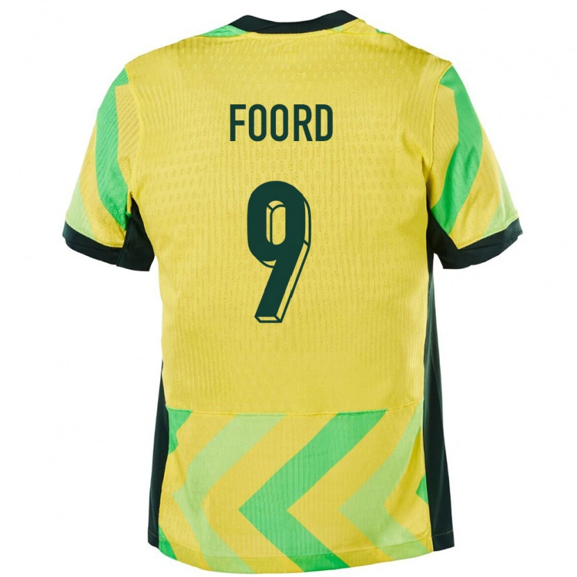 Danxen Mænd Australien Caitlin Foord #9 Gylden Hjemmebane Spillertrøjer 24-26 Trøje T-Shirt