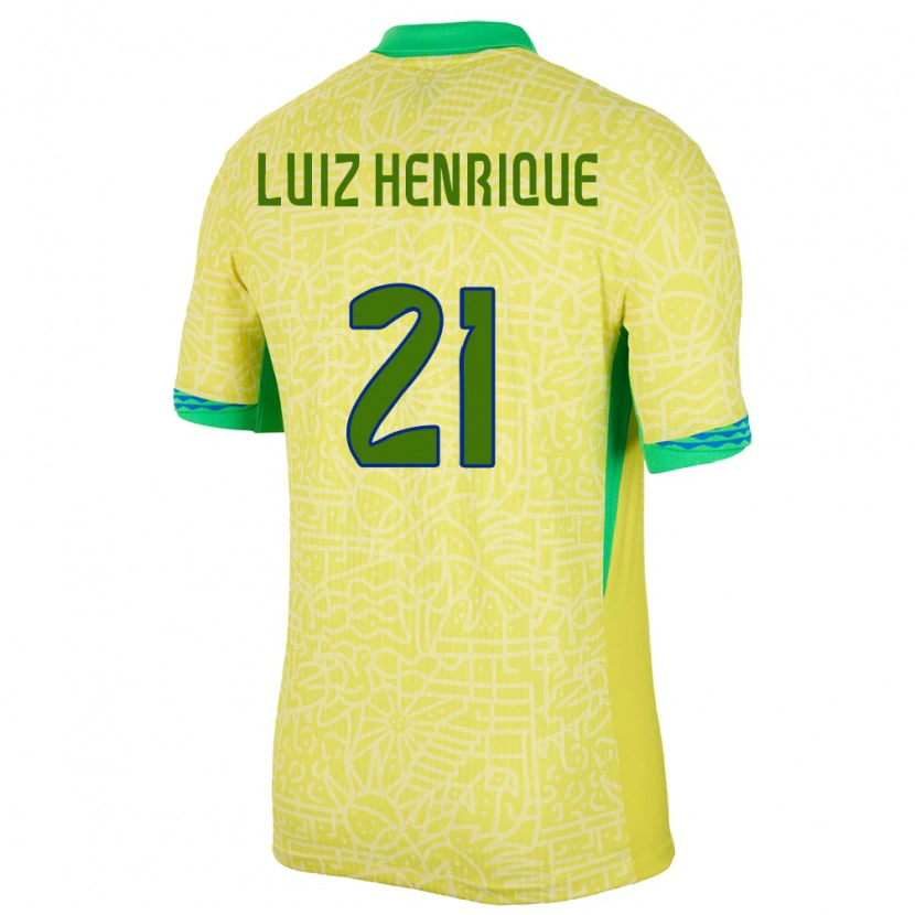 Danxen Mænd Brasilien Luiz Henrique #21 Gul Hjemmebane Spillertrøjer 24-26 Trøje T-Shirt
