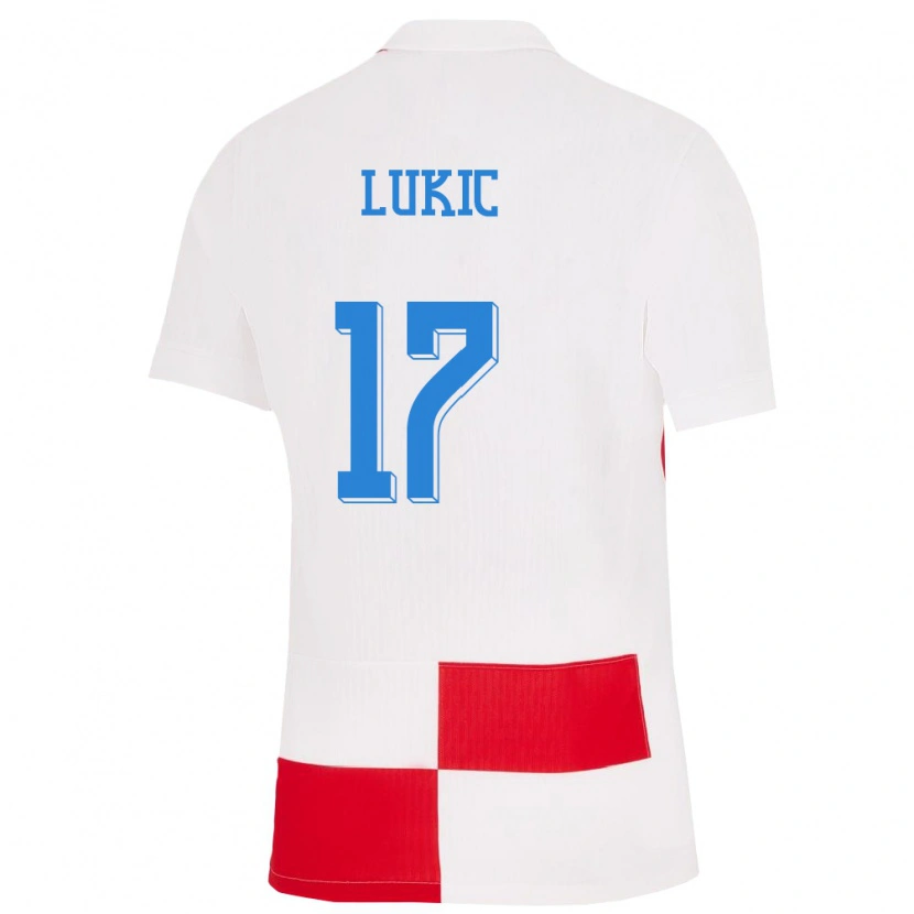 Danxen Mænd Kroatien Oliver Lukic #17 Hvid Rød Hjemmebane Spillertrøjer 24-26 Trøje T-Shirt