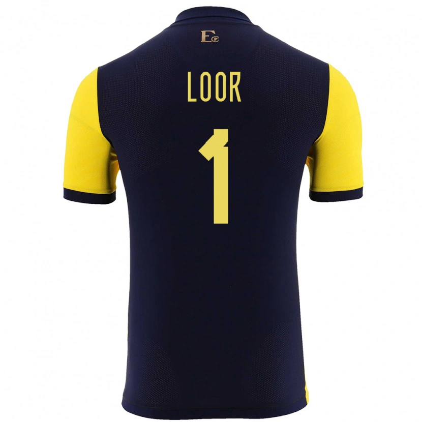 Danxen Mænd Ecuador Cristhian Loor #1 Gul Hjemmebane Spillertrøjer 24-26 Trøje T-Shirt