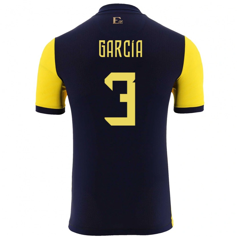 Danxen Mænd Ecuador Christian García #3 Gul Hjemmebane Spillertrøjer 24-26 Trøje T-Shirt
