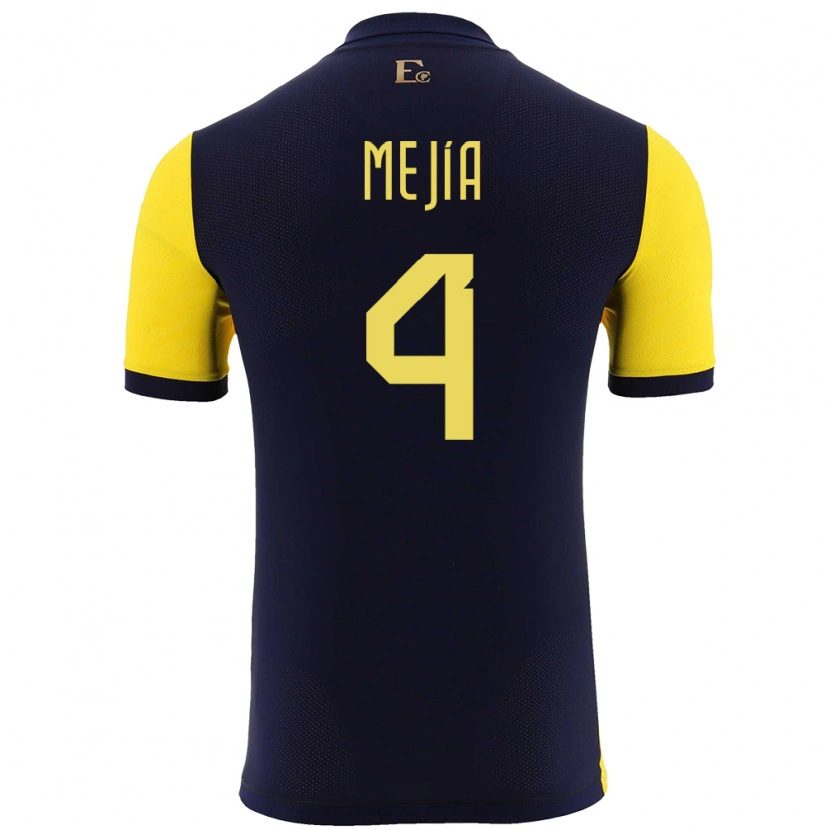 Danxen Mænd Ecuador Jordan Mejía #4 Gul Hjemmebane Spillertrøjer 24-26 Trøje T-Shirt