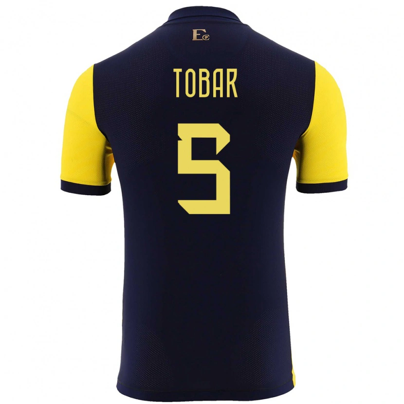 Danxen Mænd Ecuador Bolívar Tobar #5 Gul Hjemmebane Spillertrøjer 24-26 Trøje T-Shirt
