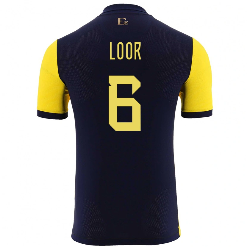 Danxen Mænd Ecuador Layan Loor #6 Gul Hjemmebane Spillertrøjer 24-26 Trøje T-Shirt