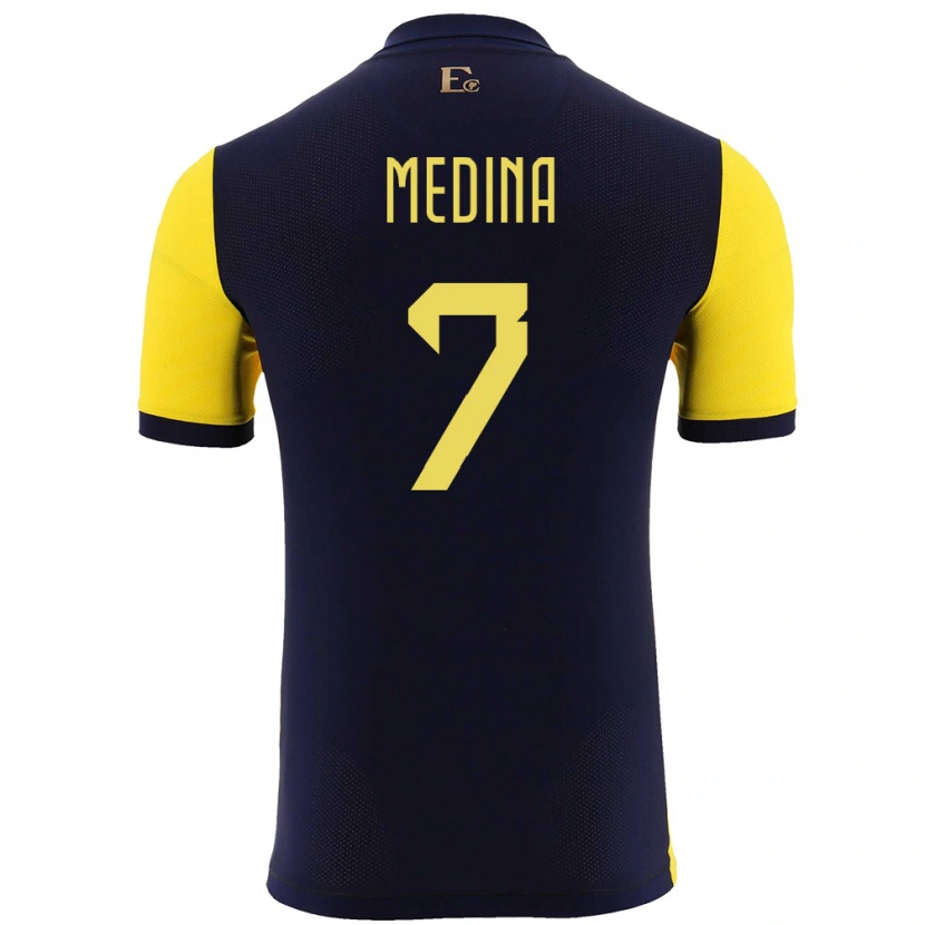 Danxen Mænd Ecuador Yaimar Medina #7 Gul Hjemmebane Spillertrøjer 24-26 Trøje T-Shirt