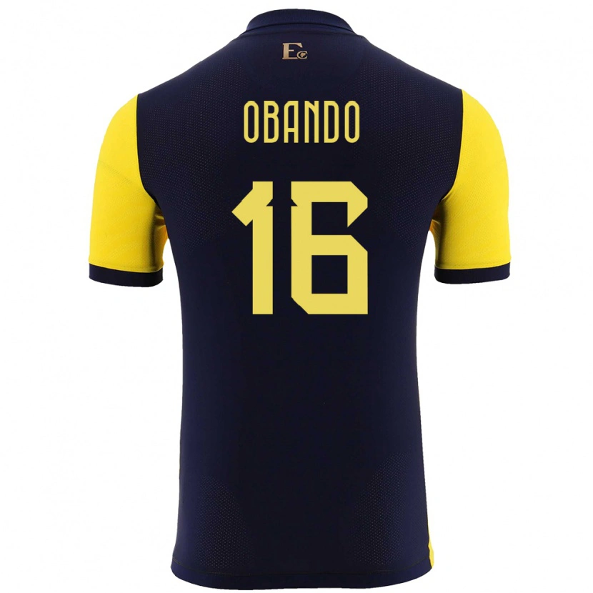 Danxen Mænd Ecuador Allen Obando #16 Gul Hjemmebane Spillertrøjer 24-26 Trøje T-Shirt