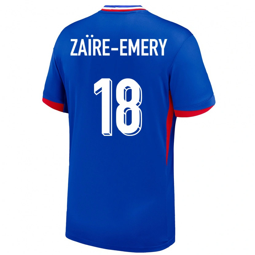 Danxen Mænd Frankrig Warren Zaïre-Emery #18 Blå Hjemmebane Spillertrøjer 24-26 Trøje T-Shirt