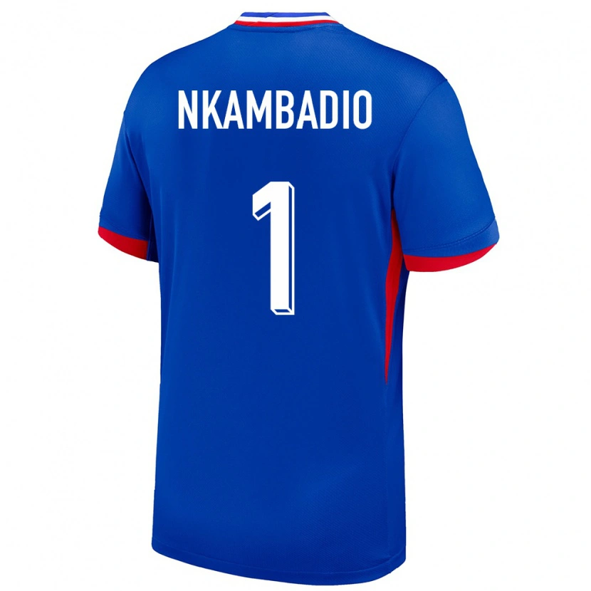 Danxen Mænd Frankrig Obed Nkambadio #1 Blå Hjemmebane Spillertrøjer 24-26 Trøje T-Shirt