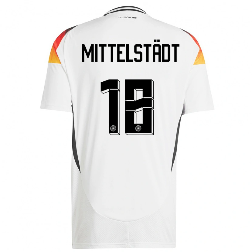 Danxen Mænd Tyskland Maximilian Mittelstädt #18 Hvid Hjemmebane Spillertrøjer 24-26 Trøje T-Shirt