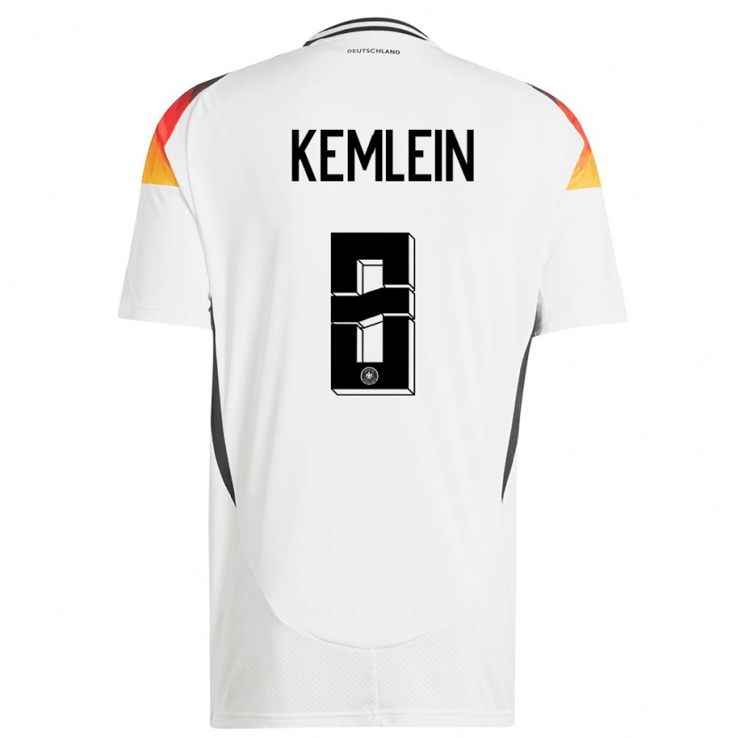 Danxen Mænd Tyskland Aljoscha Kemlein #8 Hvid Hjemmebane Spillertrøjer 24-26 Trøje T-Shirt