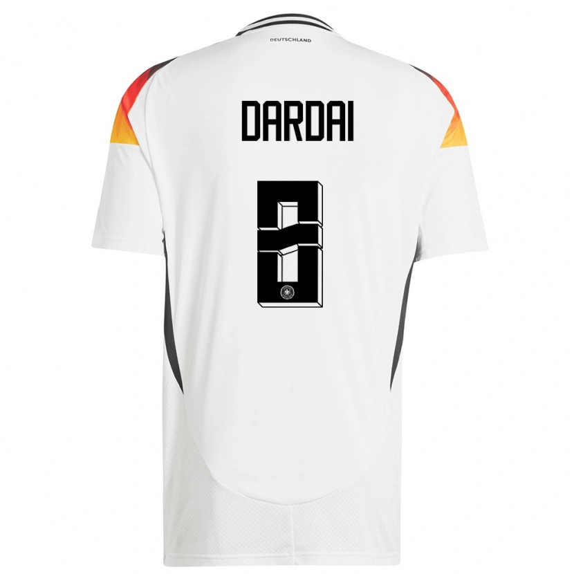 Danxen Mænd Tyskland Bence Dárdai #8 Hvid Hjemmebane Spillertrøjer 24-26 Trøje T-Shirt