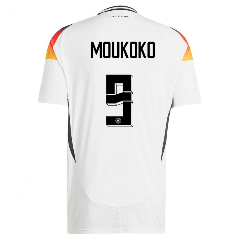 Danxen Mænd Tyskland Youssoufa Moukoko #9 Hvid Hjemmebane Spillertrøjer 24-26 Trøje T-Shirt