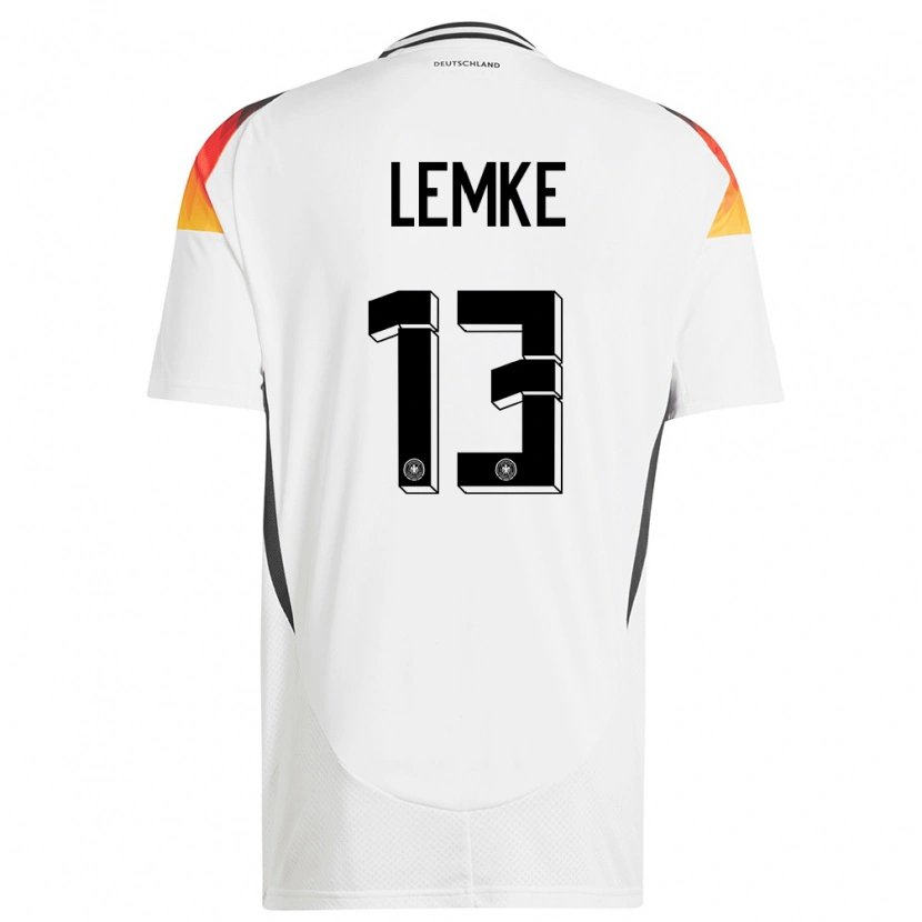 Danxen Mænd Tyskland Louis Lemke #13 Hvid Hjemmebane Spillertrøjer 24-26 Trøje T-Shirt