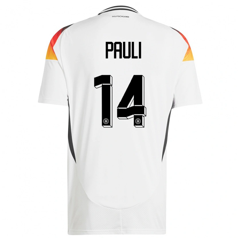 Danxen Mænd Tyskland Julian Pauli #14 Hvid Hjemmebane Spillertrøjer 24-26 Trøje T-Shirt