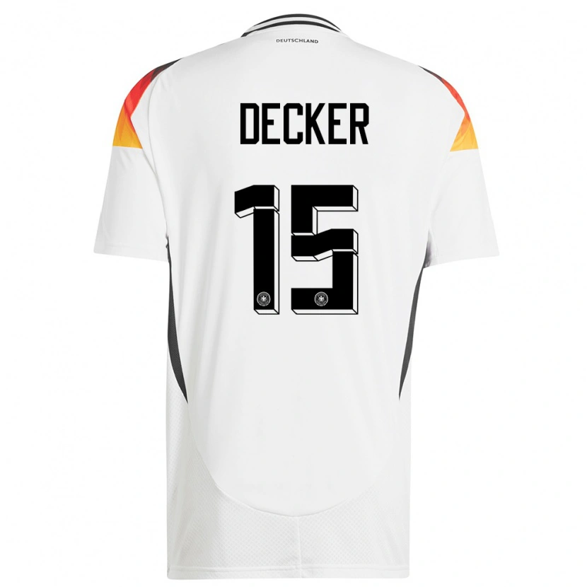 Danxen Mænd Tyskland Elias Decker #15 Hvid Hjemmebane Spillertrøjer 24-26 Trøje T-Shirt