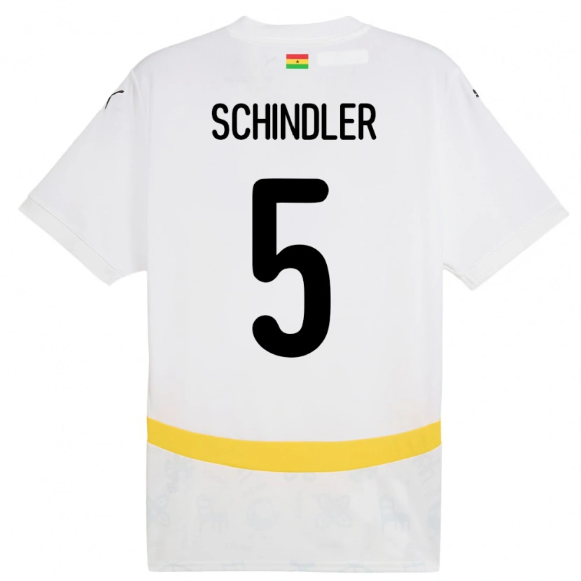 Danxen Mænd Ghana Kingsley Schindler #5 Hvid Hjemmebane Spillertrøjer 24-26 Trøje T-Shirt