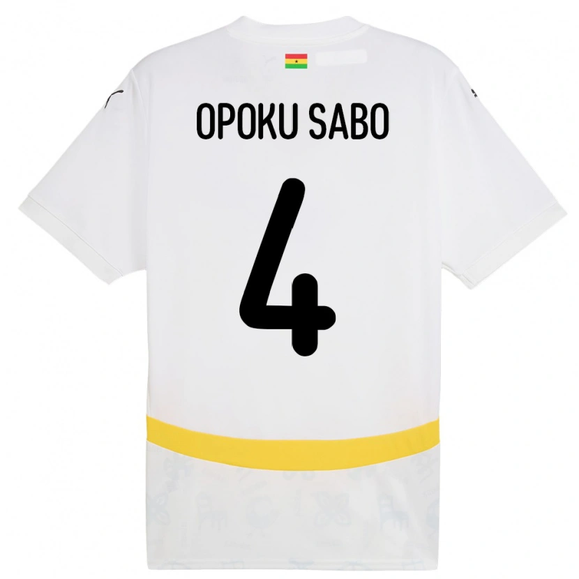Danxen Mænd Ghana Alex Opoku Sabo #4 Hvid Hjemmebane Spillertrøjer 24-26 Trøje T-Shirt