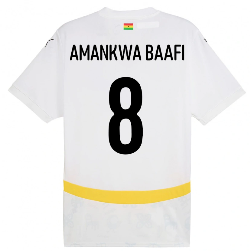 Danxen Mænd Ghana Yaw Amankwa Baafi #8 Hvid Hjemmebane Spillertrøjer 24-26 Trøje T-Shirt