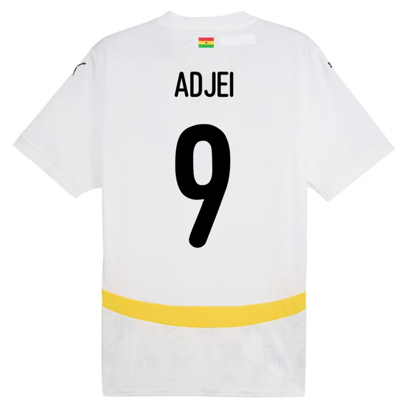 Danxen Mænd Ghana Vivian Adjei #9 Hvid Hjemmebane Spillertrøjer 24-26 Trøje T-Shirt