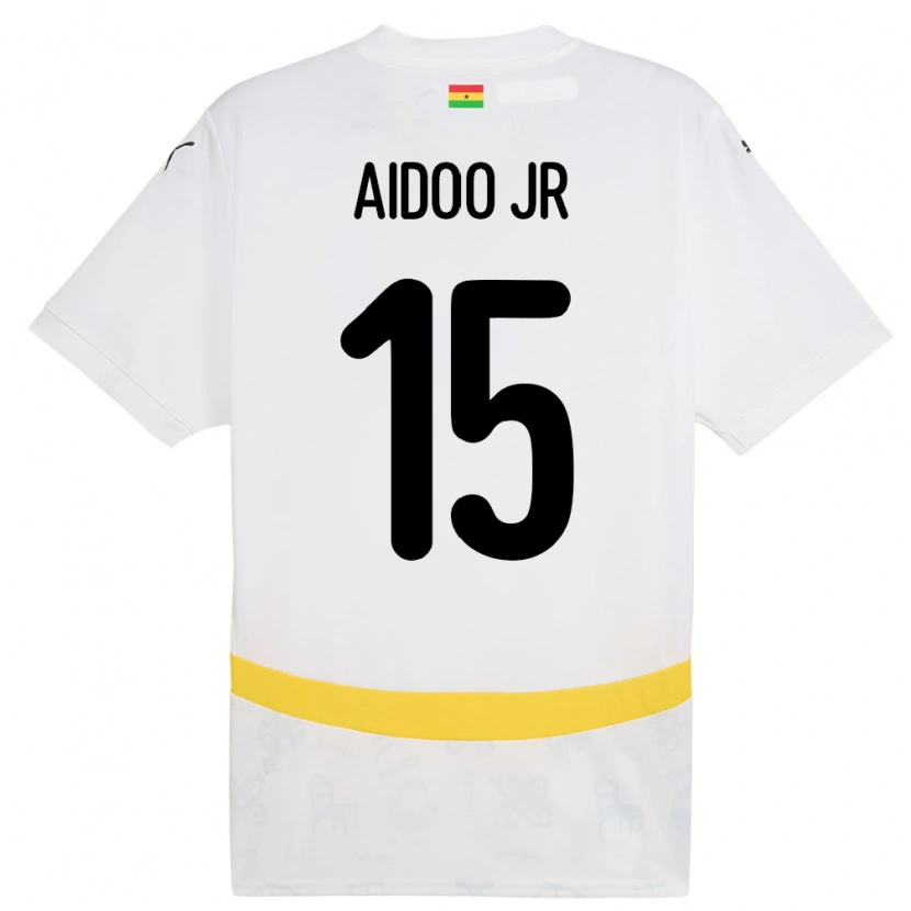 Danxen Mænd Ghana Joseph Aidoo #15 Hvid Hjemmebane Spillertrøjer 24-26 Trøje T-Shirt