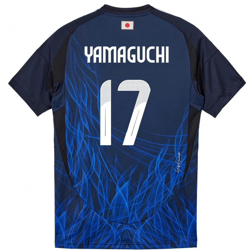 Danxen Mænd Japan Taiyo Yamaguchi #17 Mørkeblå Hjemmebane Spillertrøjer 24-26 Trøje T-Shirt