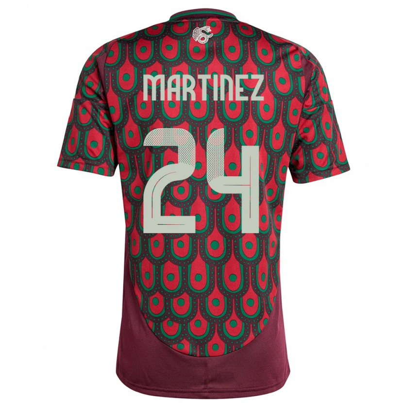 Danxen Mænd Mexico Guillermo Martínez #24 Rødbrun Hjemmebane Spillertrøjer 24-26 Trøje T-Shirt
