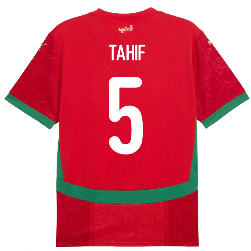 Danxen Mænd Marokko Adil Tahif #5 Rød Hjemmebane Spillertrøjer 24-26 Trøje T-Shirt